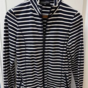 Jones New York Women's Navy and White Striped Blazer